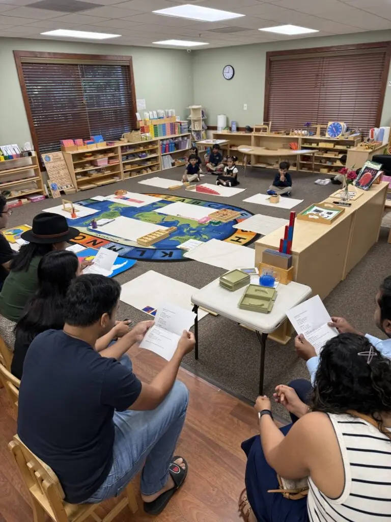 parents reading in classroom