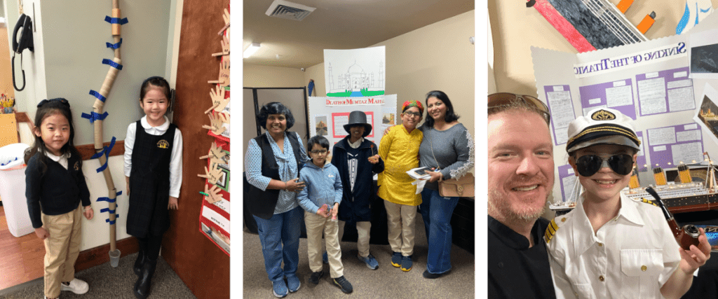 collage of children and parents at education week