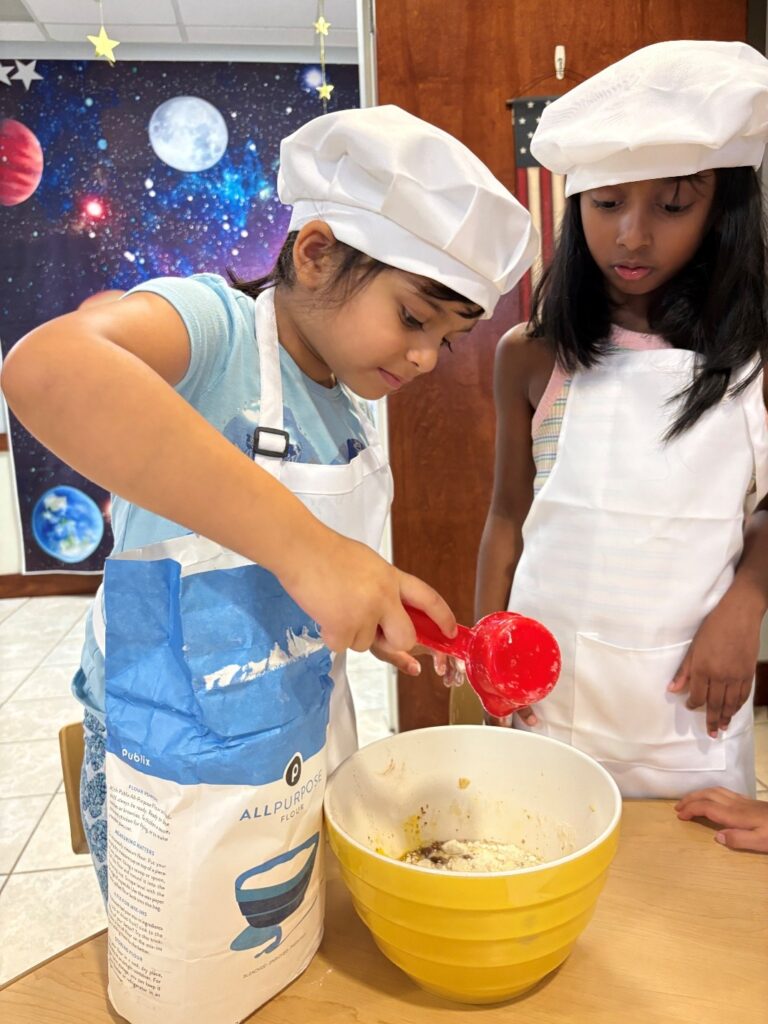 kids measuring flour